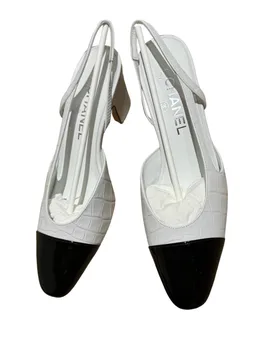 Chanel Mock Croc Slingback Sandals - Chanel - FashionsVida