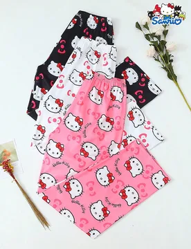 Homely Gents] Conjunto de 3 pantalones de pijama de mujer con diseño de , material de poliéster suave y no transparente, cómodo para uso en casa, a - Shein - FashionsVida