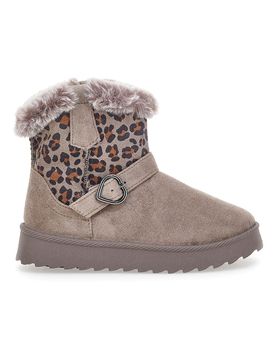 Stivaletti taupe con inserti animalier e interno con pelo 1642 33