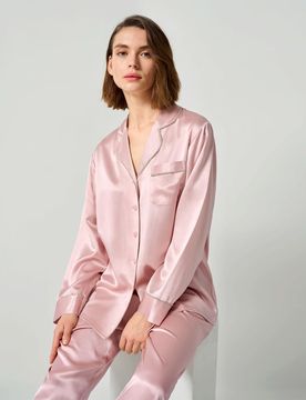 Pyjama Chic en Soie Doux Orné de Strass XS