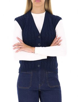 Gilet con trecce BLU NAVY L
