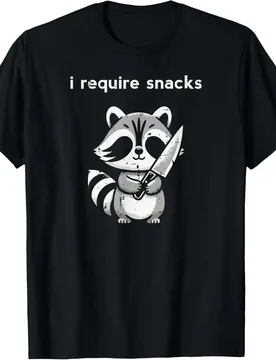 Raccoon Holding Knife I Require Snacks Funny Graphic Tee Casual Cotton T-Shirt for Men Women - Aliexpress - FashionsVida