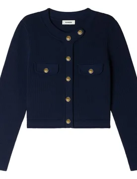 Cárdigan de punto de mujer corto acanalado - sandro - FashionsVida