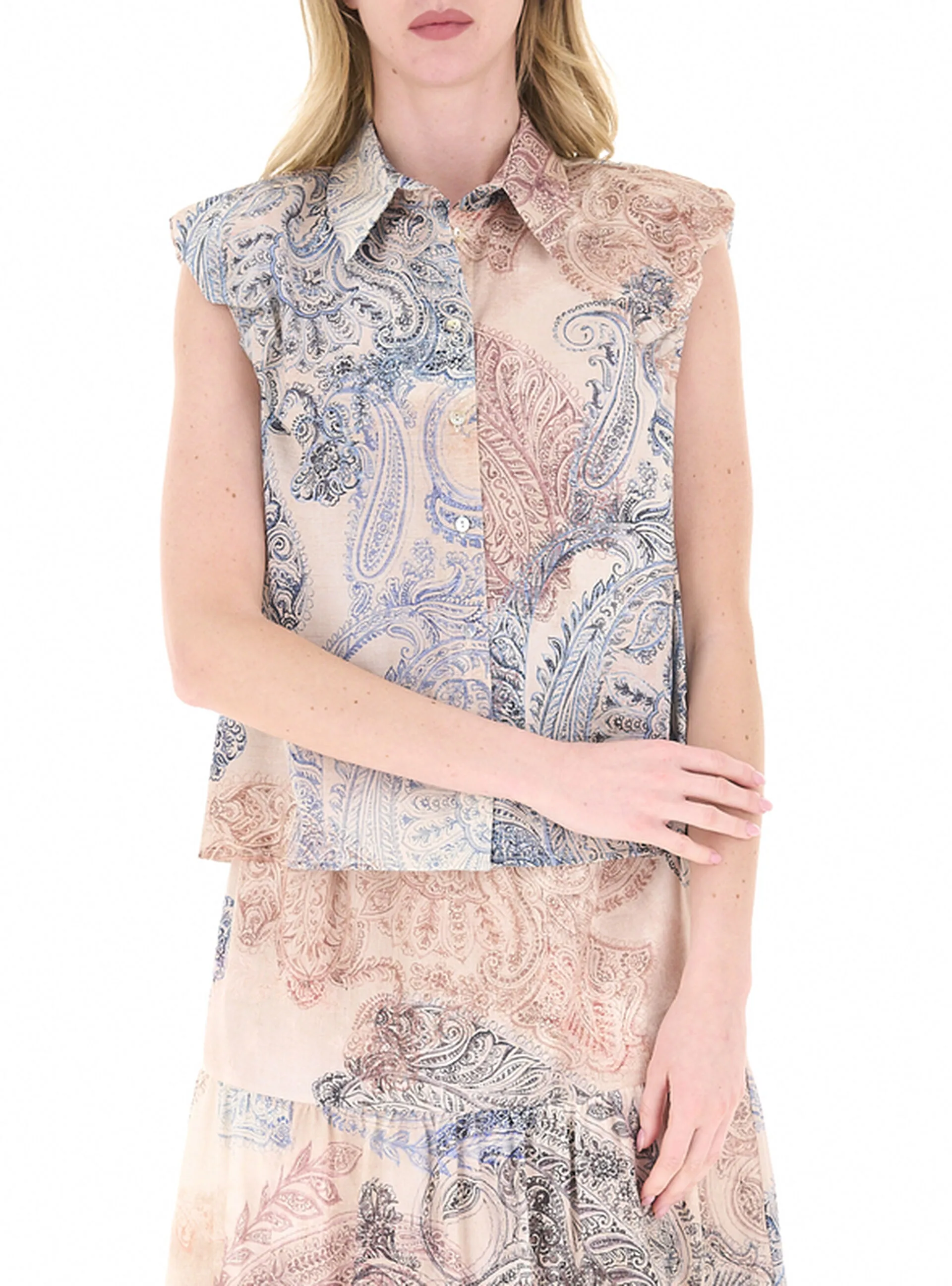 VICOLO Camicia smanicata BEIGE M - VICOLO - FashionsVida