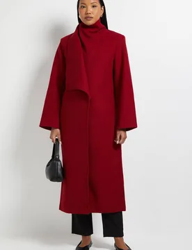 Principles by Wallis Collar Wrap Maxi Coat - Cranberry - Size: 18 - Debenhams - FashionsVida