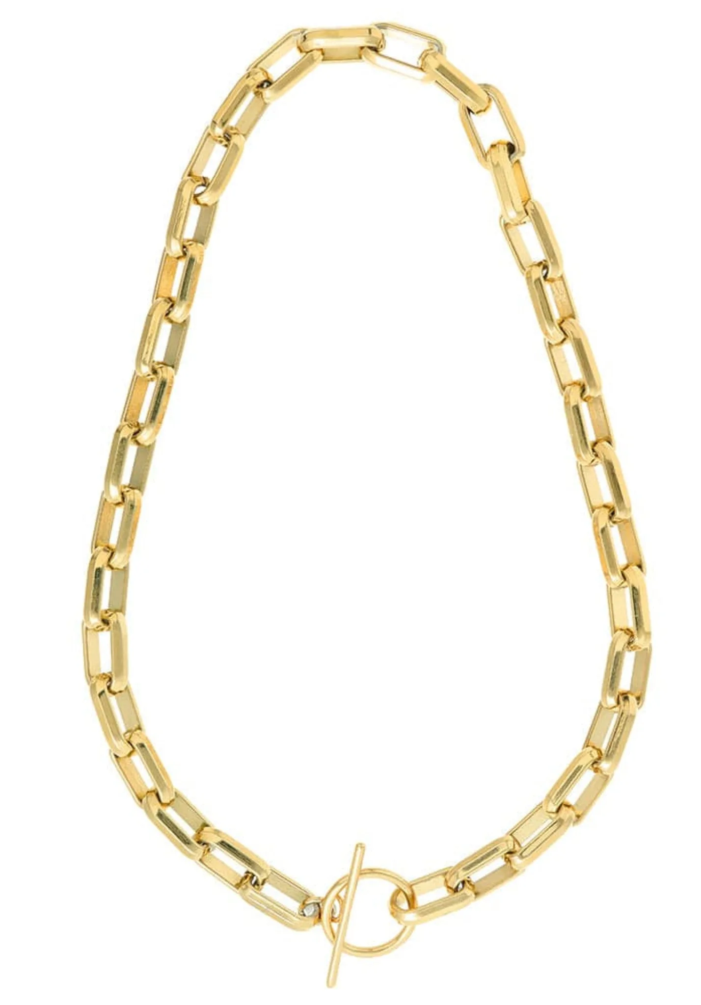 LUXE Rectangle Link T-Bar Necklace - Gold - Orelia London - FashionsVida