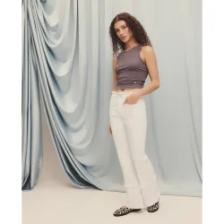 Pantalón de campana liso de mujer