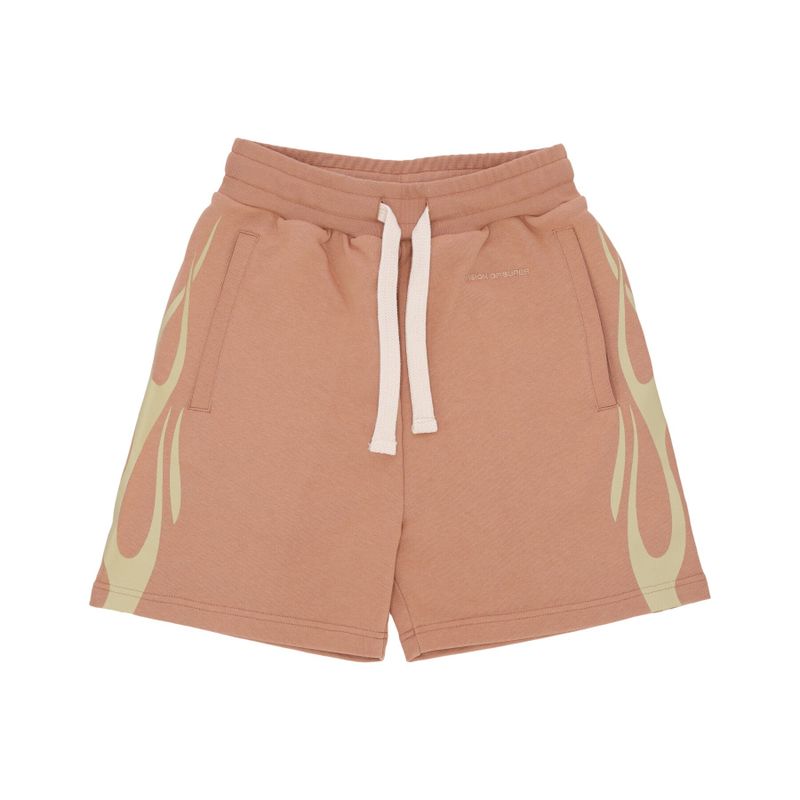 Pantalone Corto Tuta Uomo Flames Shorts Terracotta/off White
