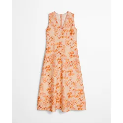 Vestido de lino con forma con estampado integral