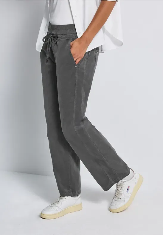 Washed Look Cordhose female Grau - Street One - FashionsVida