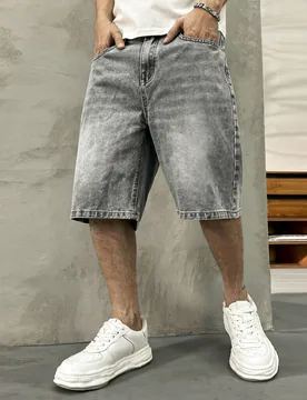 HEHCN Shorts de mezclilla casuales minimalistas para hombre con botones delanteros y bolsillos, estilo callejero americano vintage lavado azul, shorts - Shein - FashionsVida