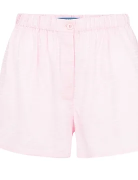 Pink Jacquard Logo Crêpe-de-Chine Shorts - Prada - FashionsVida