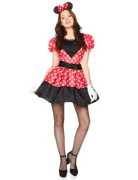 Maus-Damenkostüm rot-schwarz-weiss
