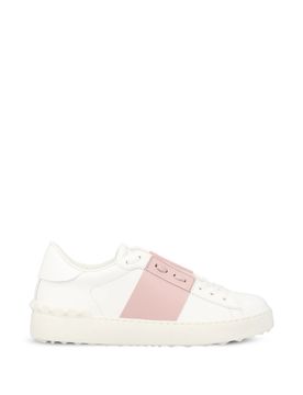 Contrast Calfskin Band Lace-Up Sneakers