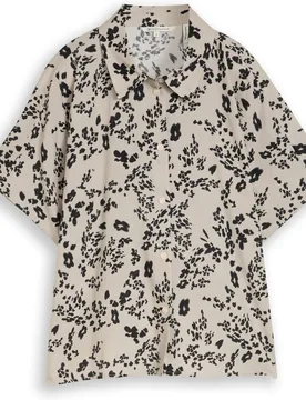 Camisa de manga corta de mujer con cuello clásico y diseño liso - Tom Tailor - FashionsVida