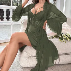 Conjunto de pijama de mujer de unicolor, con encaje, tirantes finos y ajuste ceñido