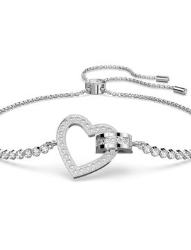 Braccialetto Lovely, Cuore, Bianco, Placcato rodio OS