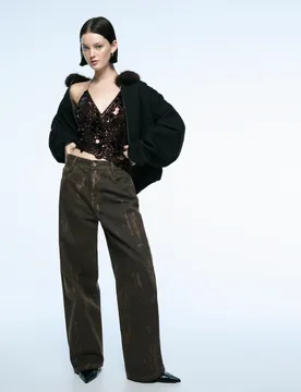 Pantalon Baggy Fit Imprimé 32 Kaki - Bershka - FashionsVida