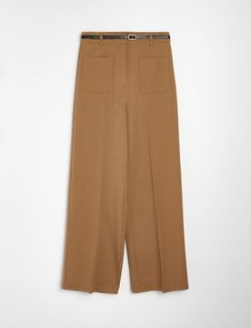 Pantaloni straight leg con cintura e miscela di viscosa - ambra
