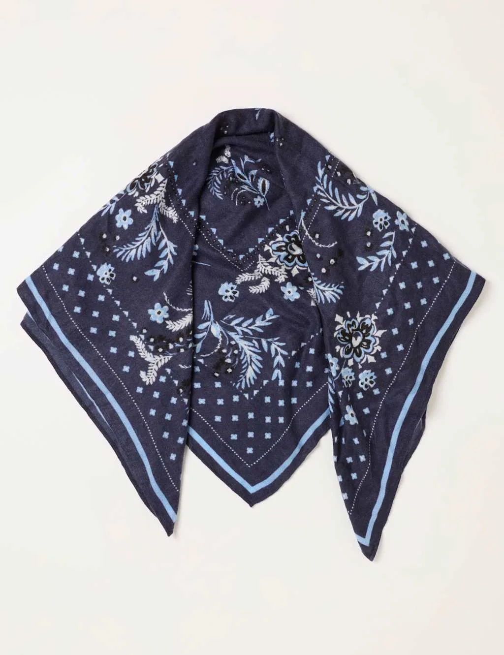 Woven Floral Square Scarf with Wool Navy Mix female - Fatface - FashionsVida