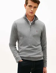 Pure Cotton Half Zip Jumper Grey male