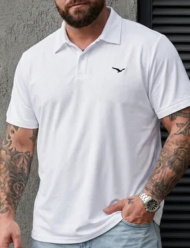 Camisa polo casual de manga corta con botones delanteros para hombre talla grande, formal - Shein - FashionsVida
