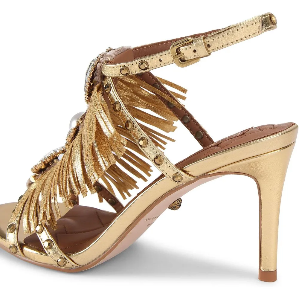 Sandalias de tacón de mujer con flecos y cristales - Kurt Geiger - FashionsVida