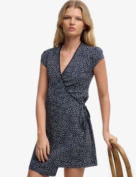 Superdry Damen Athletic Essential Wickelkleid Navy - Größe: 40