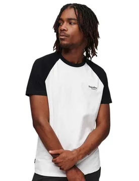 Maglietta A Maniche Corte Essential Logo Baseball Optic / Black L - Superdry - FashionsVida