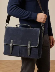 Leather Buckle Briefcase Navy male