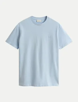 Gant Basic T-Shirt aus Pique Blau M - Gant - FashionsVida