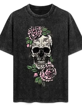 Sugar Skull and Roses T-Shirt Construction Work Tee Shirt - Aliexpress - FashionsVida