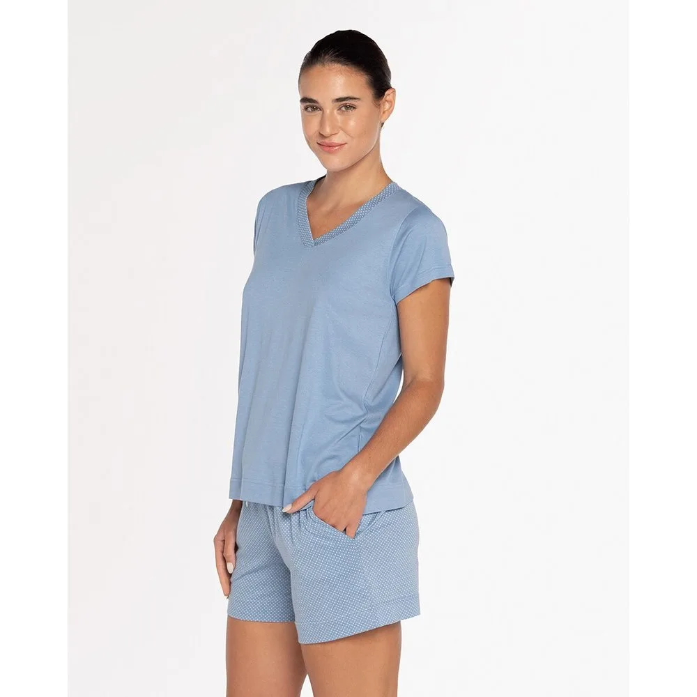 Pijama de mujer corto de bambú y algodón - Punto Blanco - FashionsVida