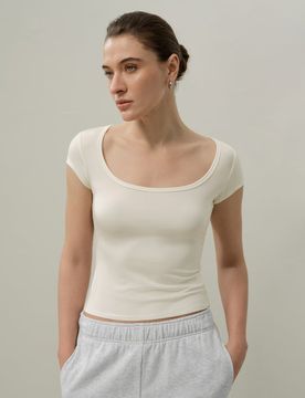 T-shirt Jersey Silk Breeze Col Bénitier Blanc M