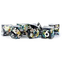 Fanroll - Handcrafted Sharp Edge Resin Dice Set: Shimmering Coal (16mm)