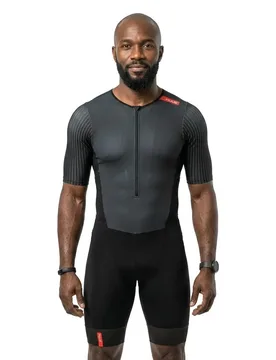 Trisuit A Maniche Corte Eternal Aero Lc Black / Red 2XL - HUUB - FashionsVida