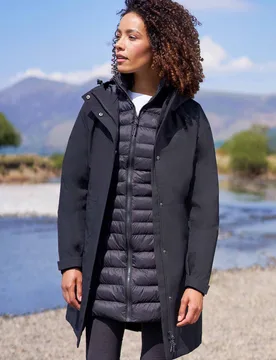 Alaskan Womens 3 in 1 Long Waterproof Jacket - Black - Black - Size: 24 - Mountain Warehouse - FashionsVida