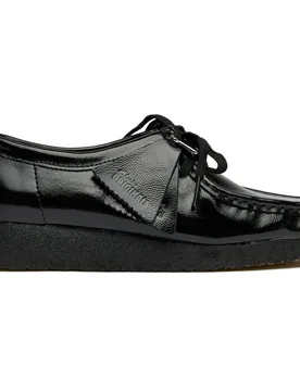 Womens Wallabee Shoes - Black Leather - Size Uk 8 - Clarks - FashionsVida