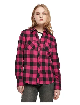 Camicia A Maniche Lunghe Turnup Checked Flanell Wild Violet / Black XL - Urban classics - FashionsVida