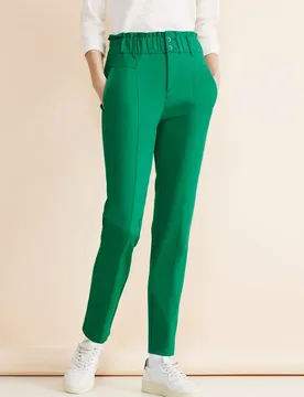 Loose Fit Paperbag Hose female Grün - Street One - FashionsVida