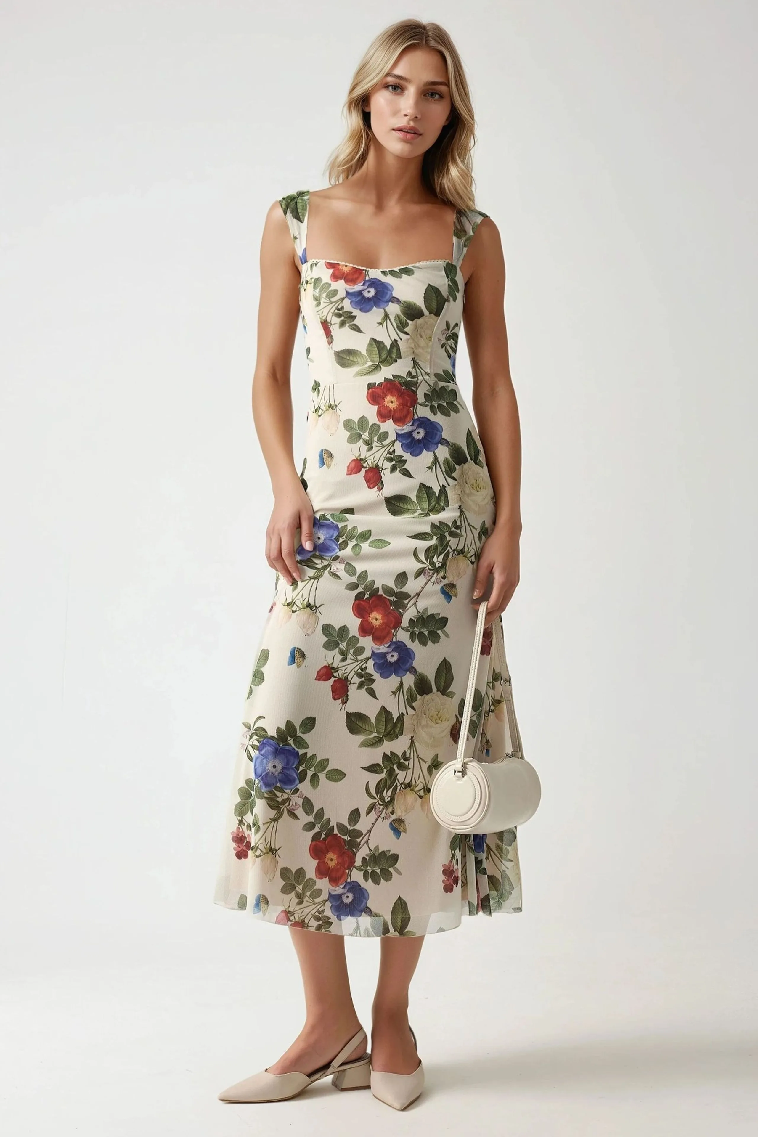 Womens Patterned Maxi Dress With Heart Collar - Natural - Size X-Large - Hiccup - FashionsVida