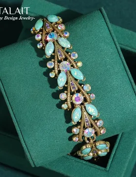 Vintage Green Leaf Opal Bracelet Natural Stone Antique Gold Color Luxury For Woman Jewelry Designers Summer Birthday Gifts 2026 - Aliexpress - FashionsVida