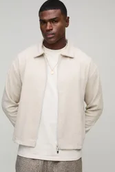 Mens Oversized Brushed Texture Overshirt - Ecru - Size X-Large