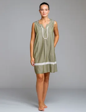 Vestido de playa rayas sin manga - Egatex - FashionsVida