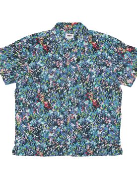Camicia Manica Corta Uomo the Garden Woven Shirt Teal Blue Multi