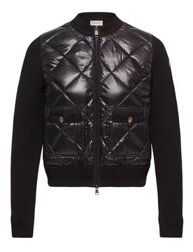 Down-Filled Lacquered Nylon Front Zip-Up Sweater with Snap Pockets, Gauge 14