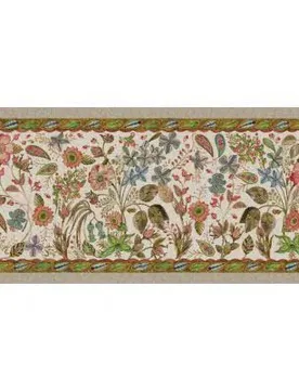 Tappeto Occitane a fantasia floreale e bordo sabbia 52x120 - Tessitura Toscana Telerie - FashionsVida