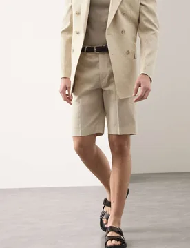 Tailored Fit Italian Performance Linen Blend Suit Shorts Stone male - Autograph - FashionsVida