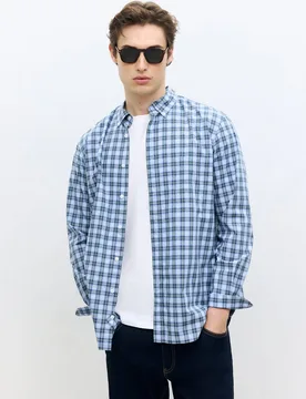 Camisa de sport algodón fil a fil cuadros classic fit - Dustin - FashionsVida