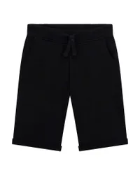 Bermuda neri in cotone con coulisse e logo
